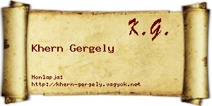 Khern Gergely névjegykártya